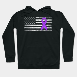 Hodgkin's Lymphoma Breast Cancer Awareness Classic American Flag Hoodie